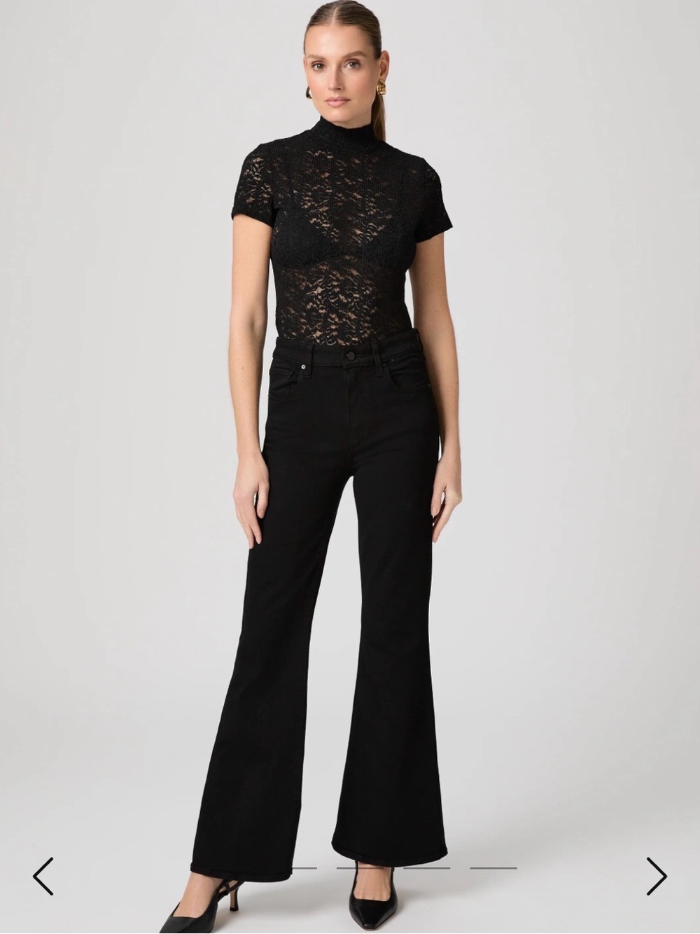 NWT PAIGE Black Marlow skimmer Flare Jeans for Women